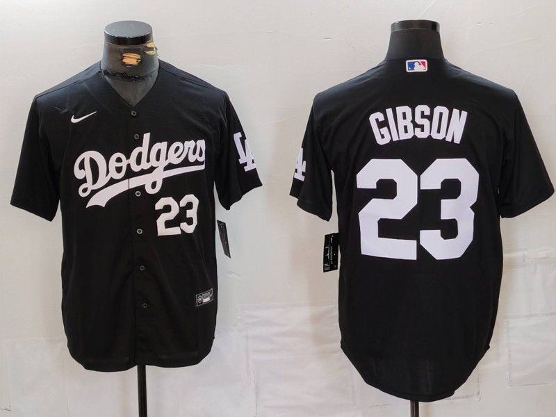 Men Los Angeles Dodgers #23 Gibson Black Nike Game 2024 MLB Jersey style 4
